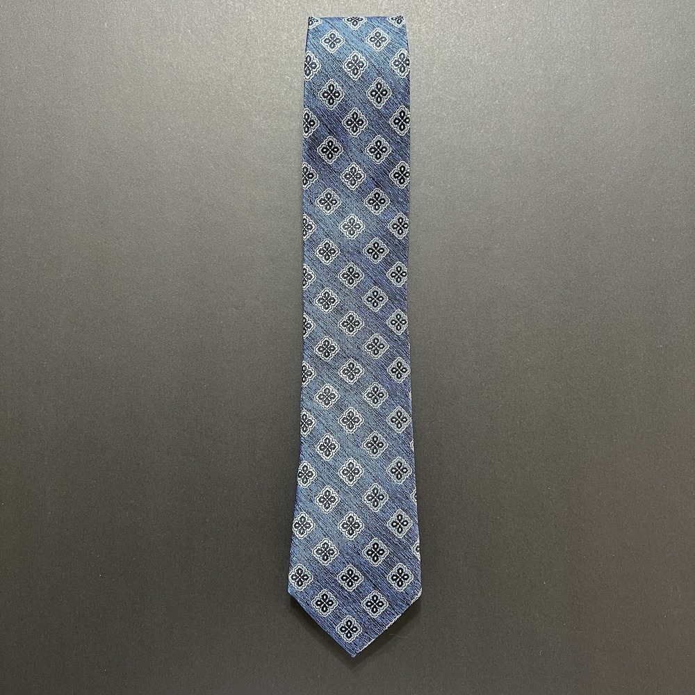 Broletto Men's Silk Tie Blue Paisley Print Preppy Business Formal Wedding - Picture 4 of 4